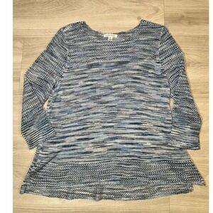 JOHNPAULRICHARD Women's Blue Gray Knit Tunic Sweater Top M